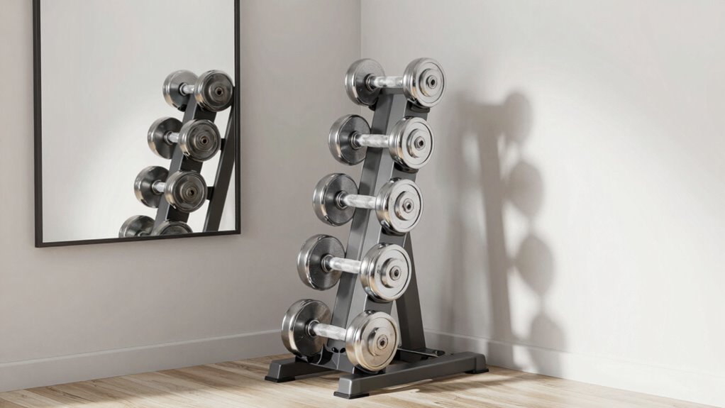 space efficient adjustable dumbbells